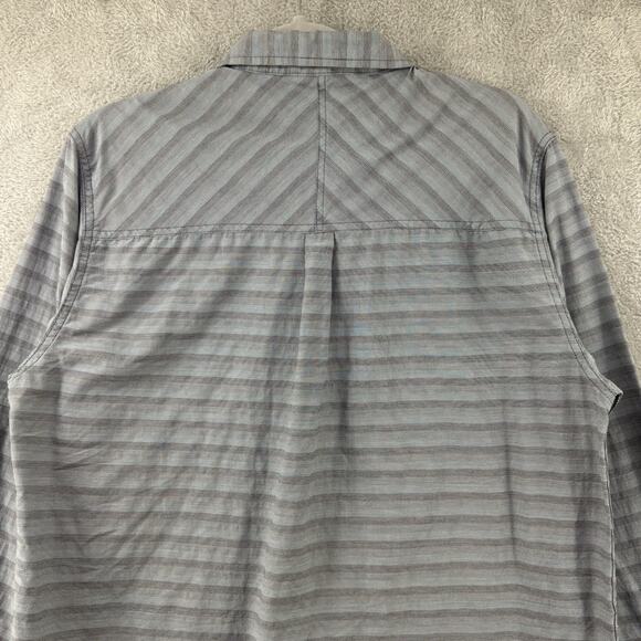 Toad&Co Shirt Mens M Gray Striped LS Button Front Collared Pockets Outdoor Light - Picture 7 of 13
